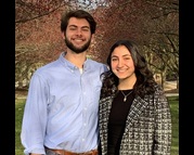 Student government president, Gabe Denley, standing next to Celine Najm, vice president.